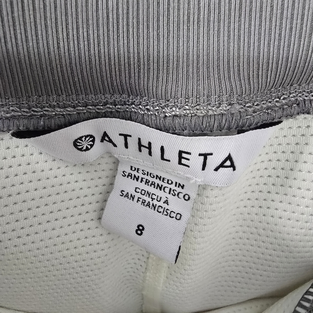 Athleta Brooklyn Mid rise skort in white Grey stripes Athleasure Summer Sport - Picture 10 of 11